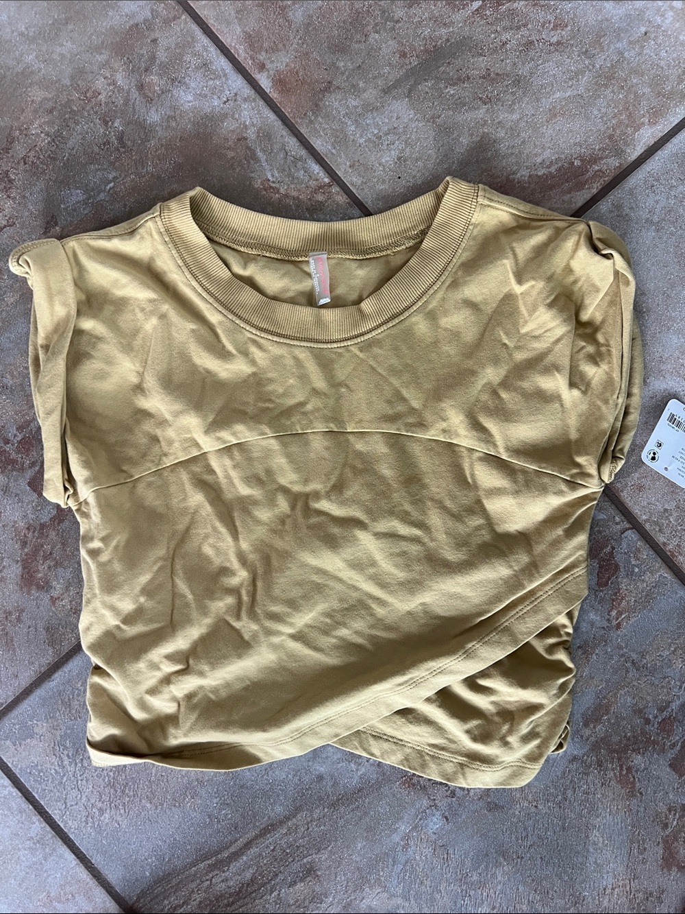 Free People Mustard Short Sleeve Tee
